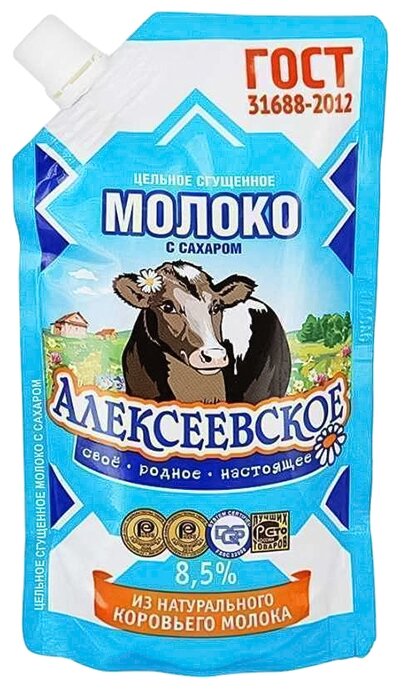Сгущенное молоко Алексеевское цельное с сахаром 8.5%, 100 г (фото modal 1)