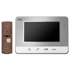 Комплектная дверная станция (домофон) CTV CTV-DP401 коричневый (дверная станция) серебро (домофон) (фото modal nav 1)