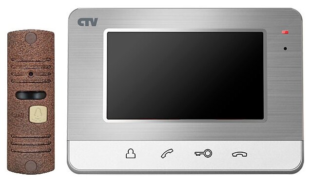 Комплектная дверная станция (домофон) CTV CTV-DP401 коричневый (дверная станция) серебро (домофон) (фото modal 1)
