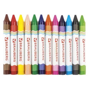 BRAUBERG Восковые карандаши утолщенные Академия 12 цветов (фото modal nav 2)