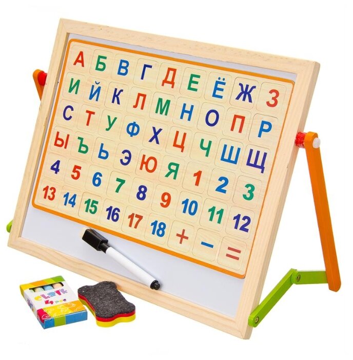 Доска для рисования детская Jinshengye Toys Factory магнитно-маркерная + алфавит, цифры (284-145) (фото modal 1)