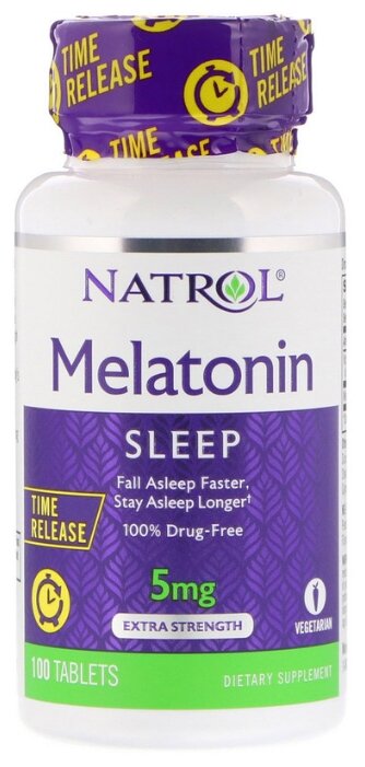 Мелатонин Natrol Melatonin 5 mg Time Release (100 таблеток) (фото modal 1)