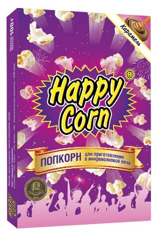 Попкорн Happy Corn Карамель в коробке в зернах, 100 г (фото modal 1)