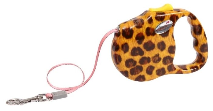 Поводок-рулетка для собак Freego Small Леопард ленточный (фото modal 1)