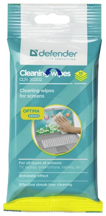 Defender Cleaning Wipes CLN 30202 Optima влажные салфетки 20 шт. для экрана (фото modal 1)