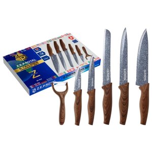 Набор Z.E.P. ROYAL 5 ножей и овощечистка ZP-522 (фото modal nav 1)