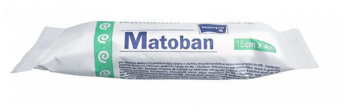 Бинт эластичный вязанный Matopat Matoban с застежкой (4 м х 15 см) (фото modal 1)