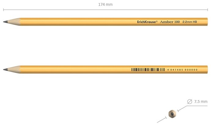 ErichKrause Набор чернографитных шестигранных карандашей Amber 100 HB 12 шт (45598 ) (фото modal 4)