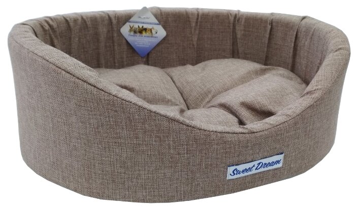 Лежак для собак, для кошек Бобровый Дворик овальный с бортиком Сладкий сон №3 55х43х16 см (фото modal 1)