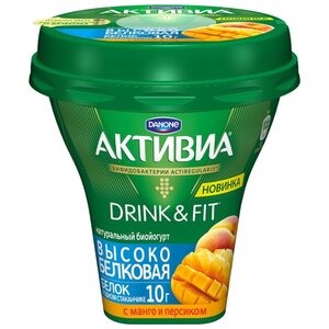 Питьевой йогурт Активиа Drink&Fit манго-персик 1.3%, 250 г (фото modal nav 1)