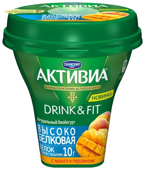 Питьевой йогурт Активиа Drink&Fit манго-персик 1.3%, 250 г (фото modal 1)
