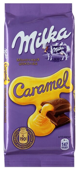 Шоколад Milka молочный с карамельной начинкой (фото modal 1)