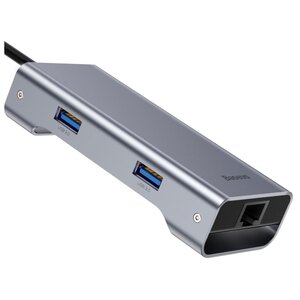 USB-концентратор Baseus Multi-functional HUB Type-C - 2xUSB/HDMI/Type-C/RJ45 (CATXF-0G), разъемов: 3 (фото modal nav 3)