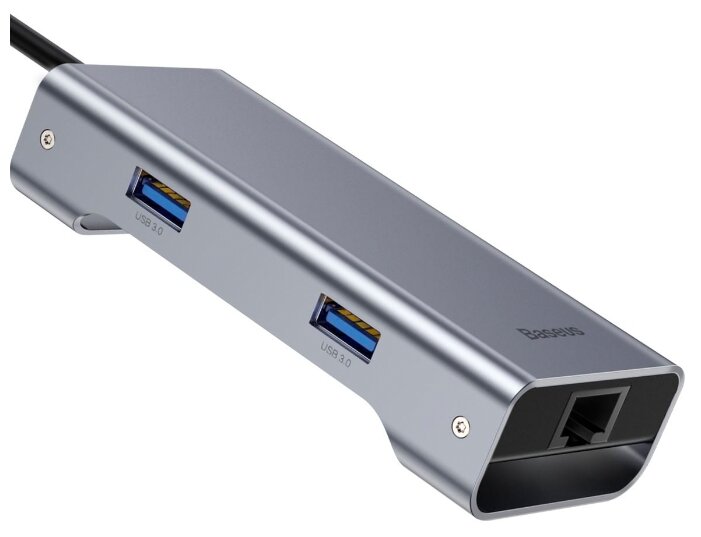 USB-концентратор Baseus Multi-functional HUB Type-C - 2xUSB/HDMI/Type-C/RJ45 (CATXF-0G), разъемов: 3 (фото modal 3)