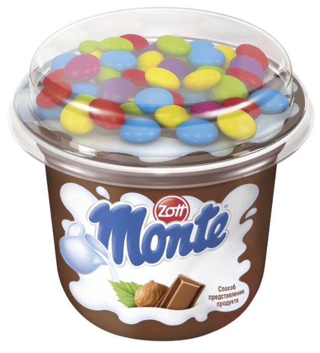 Десерт Monte Молочный c шоколадом и лесными орехами с драже 13.7%, 70 г (фото modal 2)