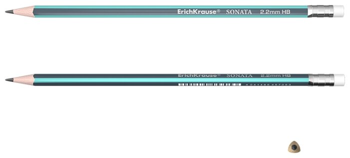ErichKrause Набор чернографитных трехгранных карандашей с ластиком Sonata HB 12 шт (45616) (фото modal 3)