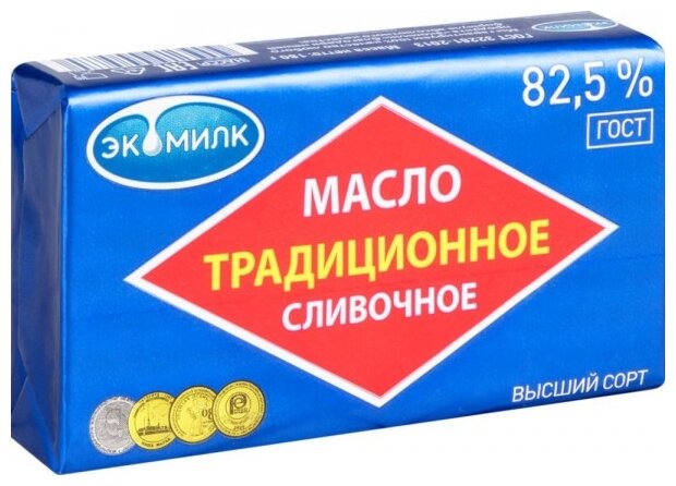 Экомилк Масло сливочное традиционное 82.5%, 180 г (фото modal 1)