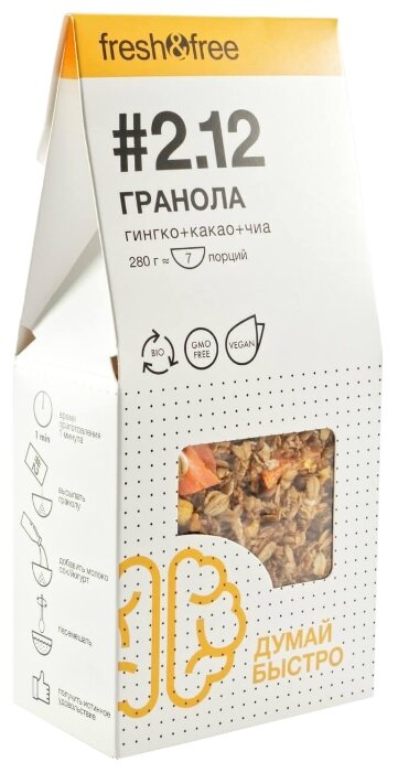 Гранола fresh & free хлопья Гинкго + какао + чиа, коробка (фото modal 1)