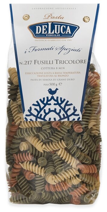 DeLuca Макароны Fusilli Tricolore № 217 с томатами и шпинатом, 500 г (фото modal 1)
