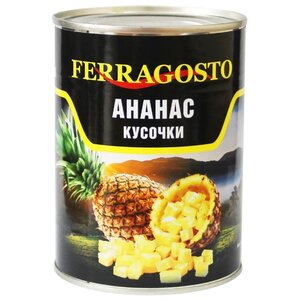 Консервированные ананасы Ferragosto кусочки, жестяная банка 565 г (фото modal nav 1)