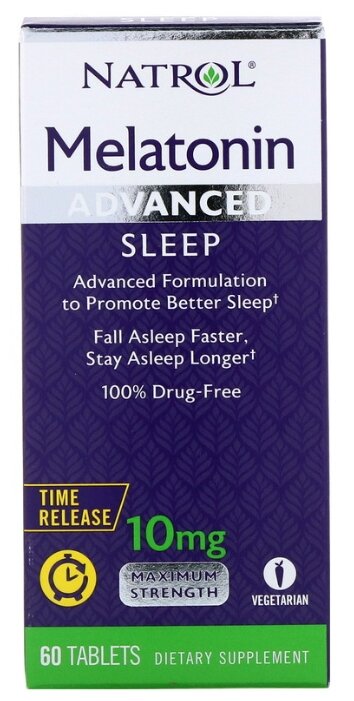Мелатонин Natrol Melatonin Advanced Sleep 10 mg Time Release (60 капсул) (фото modal 2)