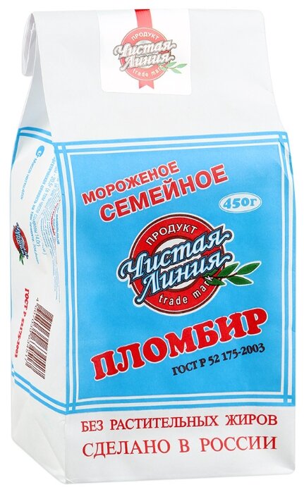Мороженое Чистая Линия пломбир Ванильный 450 г (фото modal 1)