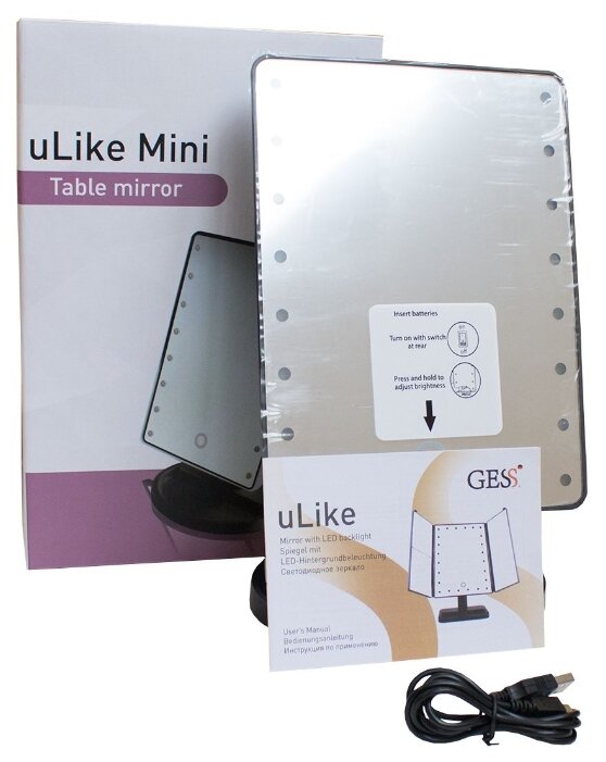 Зеркало косметическое настольное GESS uLike Mini с подсветкой (фото modal 5)