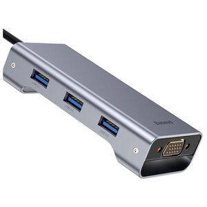USB-концентратор Baseus Multi-functional HUB Type-C - 3xUSB/HDMI/Type-C/VGA (CATXF-A0G), разъемов: 4 (фото modal nav 4)