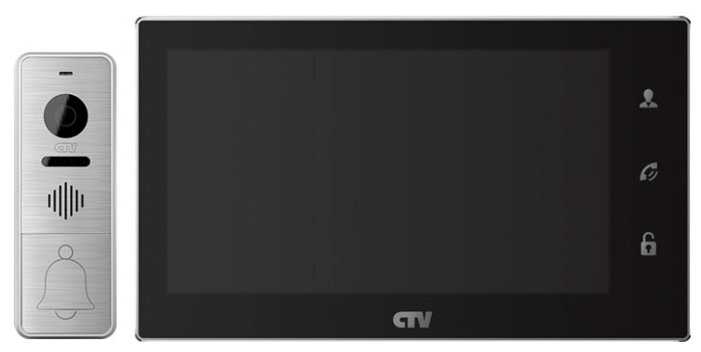 Комплектная дверная станция (домофон) CTV CTV-DP3701 серый (дверная станция) черный (домофон) (фото modal 1)