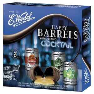 Набор конфет E.Wedel Happy Barrels with alcohol cocktail, темный шоколад, 200г (фото modal nav 1)