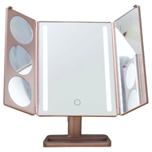 Зеркало косметическое настольное GESS uLike Gold с подсветкой (фото modal nav 1)