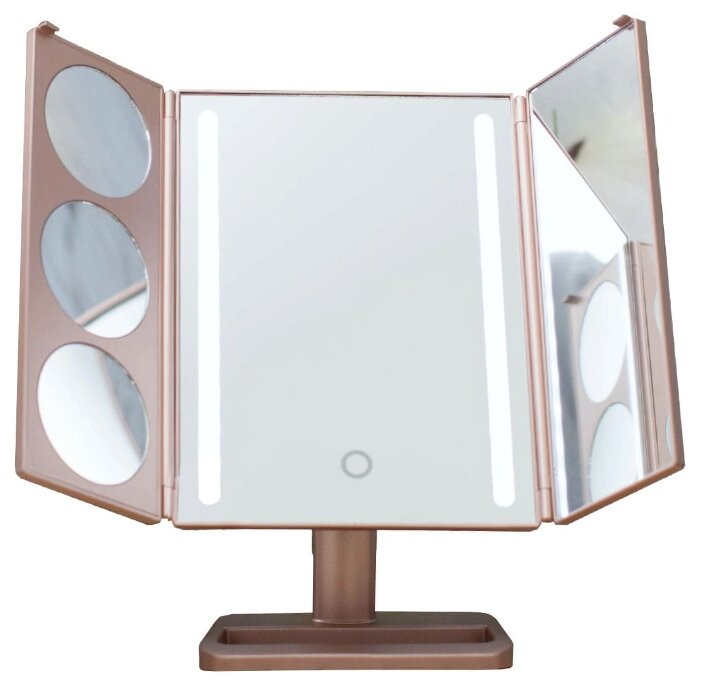 Зеркало косметическое настольное GESS uLike Gold с подсветкой (фото modal 1)