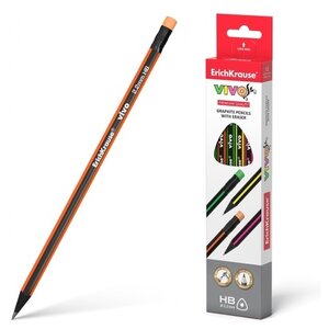 ErichKrause Набор чернографитных трехгранных карандашей с ластиком VIVO HB 12 шт (45622) (фото modal nav 1)