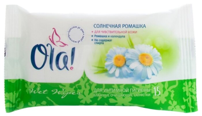 Ola! Влажные салфетки для интимной гигиены Солнечная ромашка, 15 шт (фото modal 1)