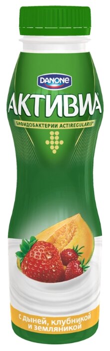 Питьевой йогурт Активиа дыня, клубника, земляника 2%, 290 г (фото modal 1)