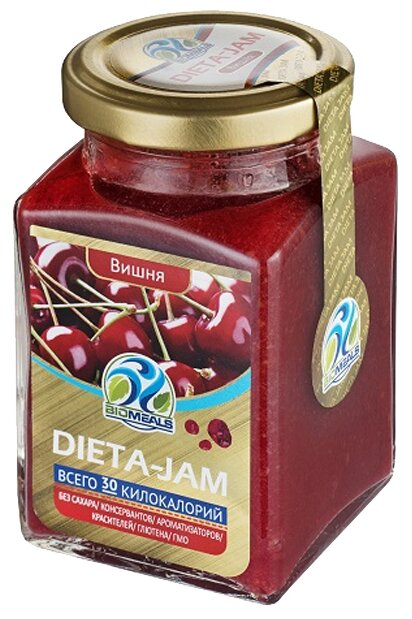 Джем низкокалорийный Biomeals Dieta-Jam Вишня без сахара, банка 230 г (фото modal 1)