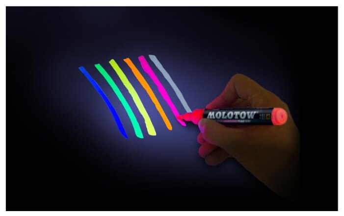 Molotow Набор маркеров Grafx UV-Fluorescent Basic set 1, 6 шт. (200471) (фото modal 3)
