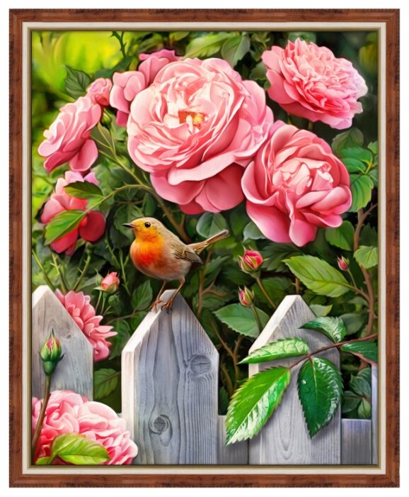 Алмазная живопись Набор алмазной вышивки Птичка в саду (АЖ-1743) 40х50 см (фото modal 1)