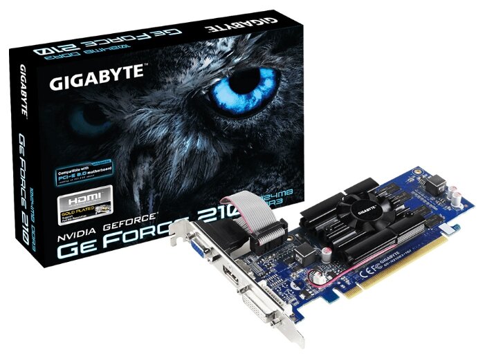 Видеокарта GIGABYTE GeForce 210 520MHz PCI-E 2.0 1024MB 1200MHz 64 bit DVI HDMI HDCP rev. 6.0 (фото modal 2)