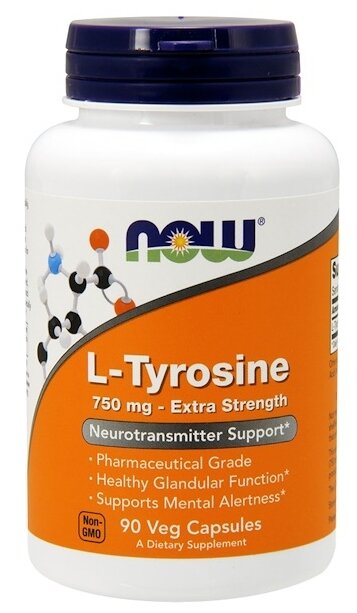 Аминокислота NOW L-Tyrosine 750 mg (90 капсул) (фото modal 1)