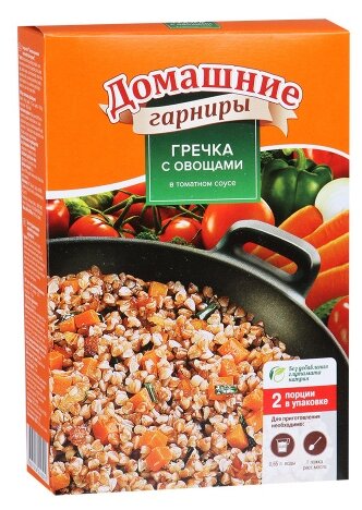 Увелка Каша Домашние гарниры гречка с овощами в томатном соусе 356 г (фото modal 1)
