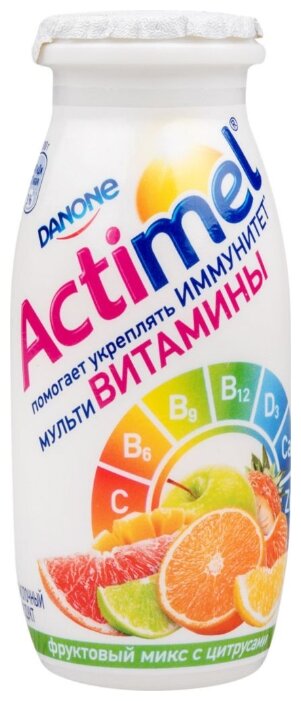 Кисломолочный напиток Actimel фруктовый микс с цитрусами 2.5%, 100 г (фото modal 1)