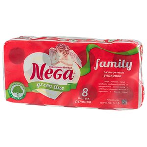 Туалетная бумага Nega Family белая двухслойная (фото modal nav 1)