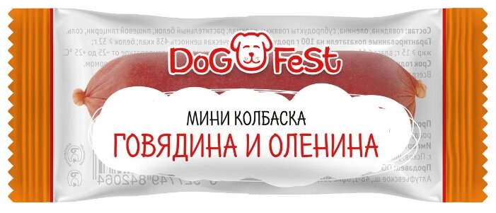 Лакомство для собак Dog Fest Мини колбаска Говядина и оленина (фото modal 1)