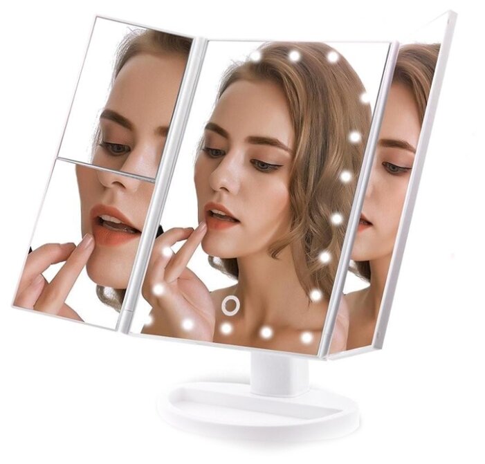 Зеркало косметическое настольное Superstar Tri-folded с подсветкой (фото modal 2)