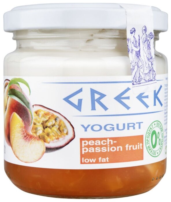Йогурт Healthy products Greek Греческий обезжиренный с наполнителем Персик-Маракуйя 0.5%, 165 г (фото modal 1)