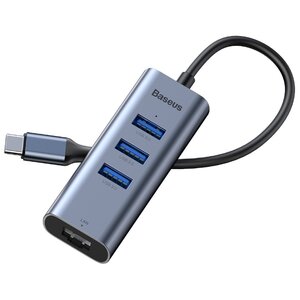 USB-концентратор Baseus Enjoy Series Type-C - 3xUSB/RJ45 (CAHUB-M0G), разъемов: 3 (фото modal nav 1)