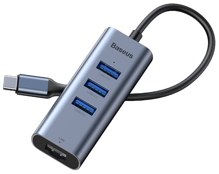 USB-концентратор Baseus Enjoy Series Type-C - 3xUSB/RJ45 (CAHUB-M0G), разъемов: 3 (фото modal 1)