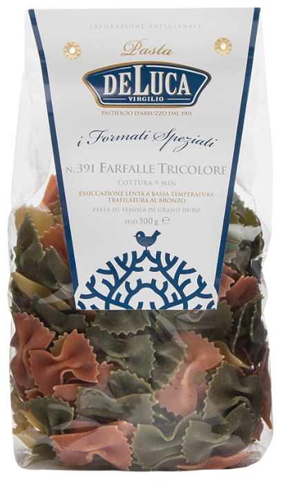 DeLuca Макароны Farfalle Tricolore № 391 с томатами и шпинатом, 500 г (фото modal 1)
