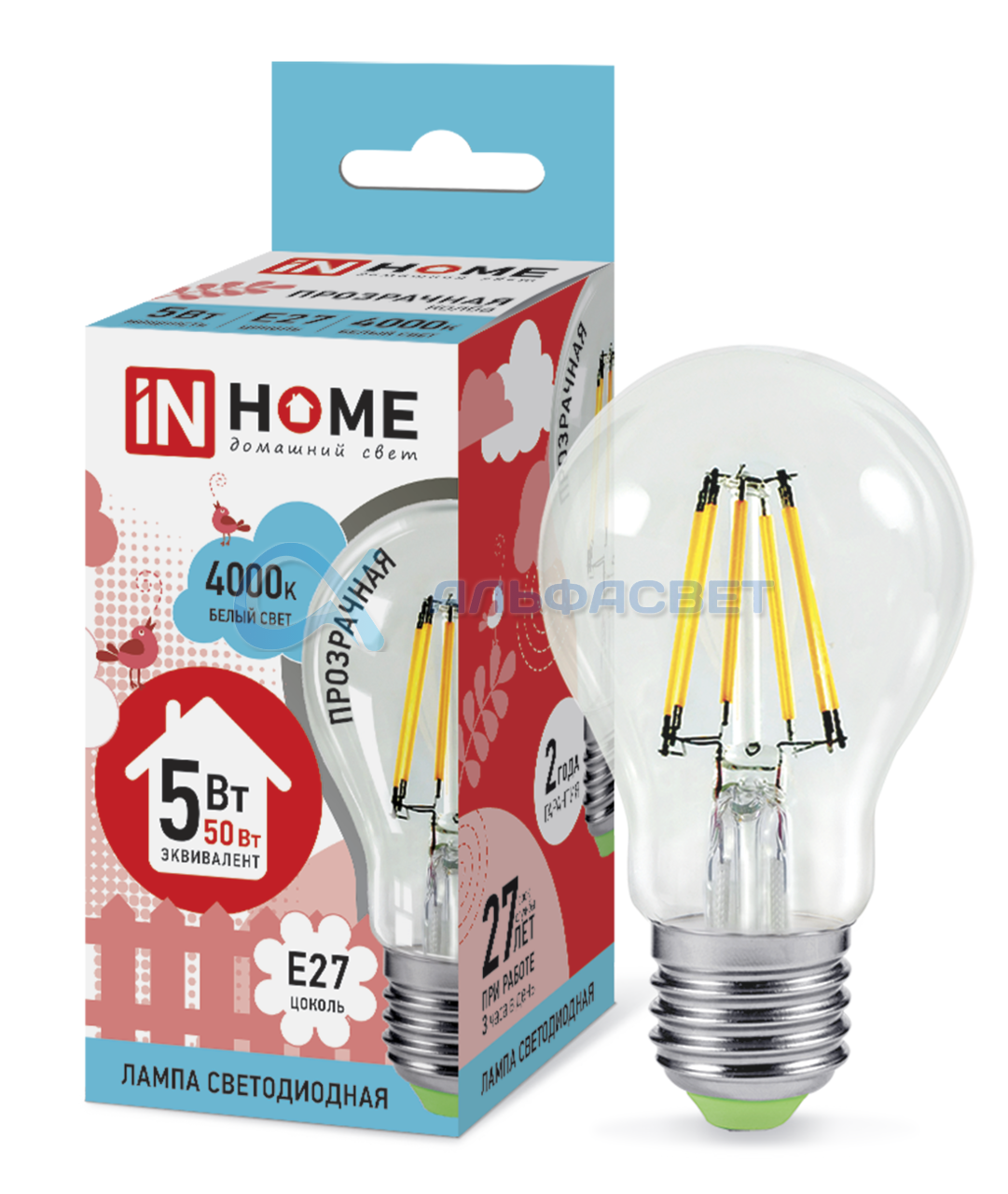 Лампа In Home E27 A60 5Вт 4000K (фото modal 9)